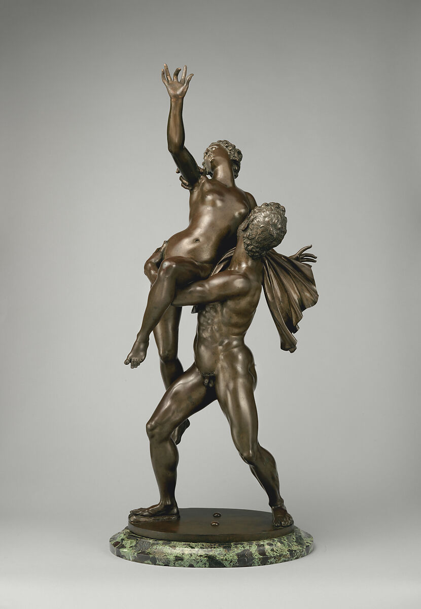 Abduction of a Sabine Woman, Giambologna  Netherlandish, Bronze; on non-contemporary marble pedestal (removed Nov. 2020), Italian, Florence