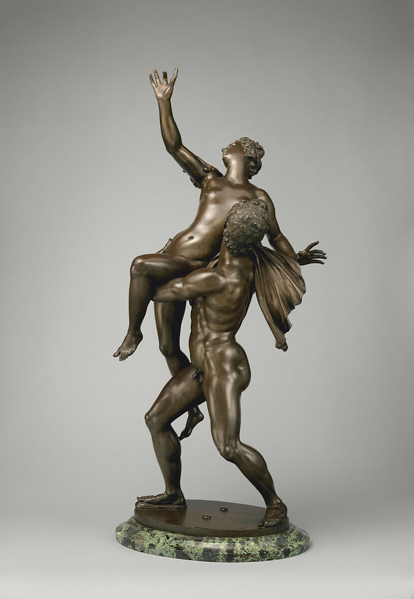 Abduction of a Sabine Woman, After a model by Giambologna (Netherlandish, Douai 1529–1608 Florence), Bronze; on non-contemporary marble pedestal (removed Nov. 2020), Italian, Florence