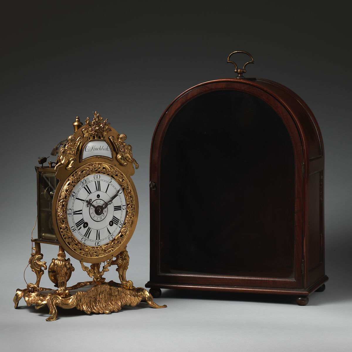 Table or bracket clock, Clockmaker: Christopher Pinchbeck II (British, died 1783), Pinchbeck metal, mahogany case, British, London 