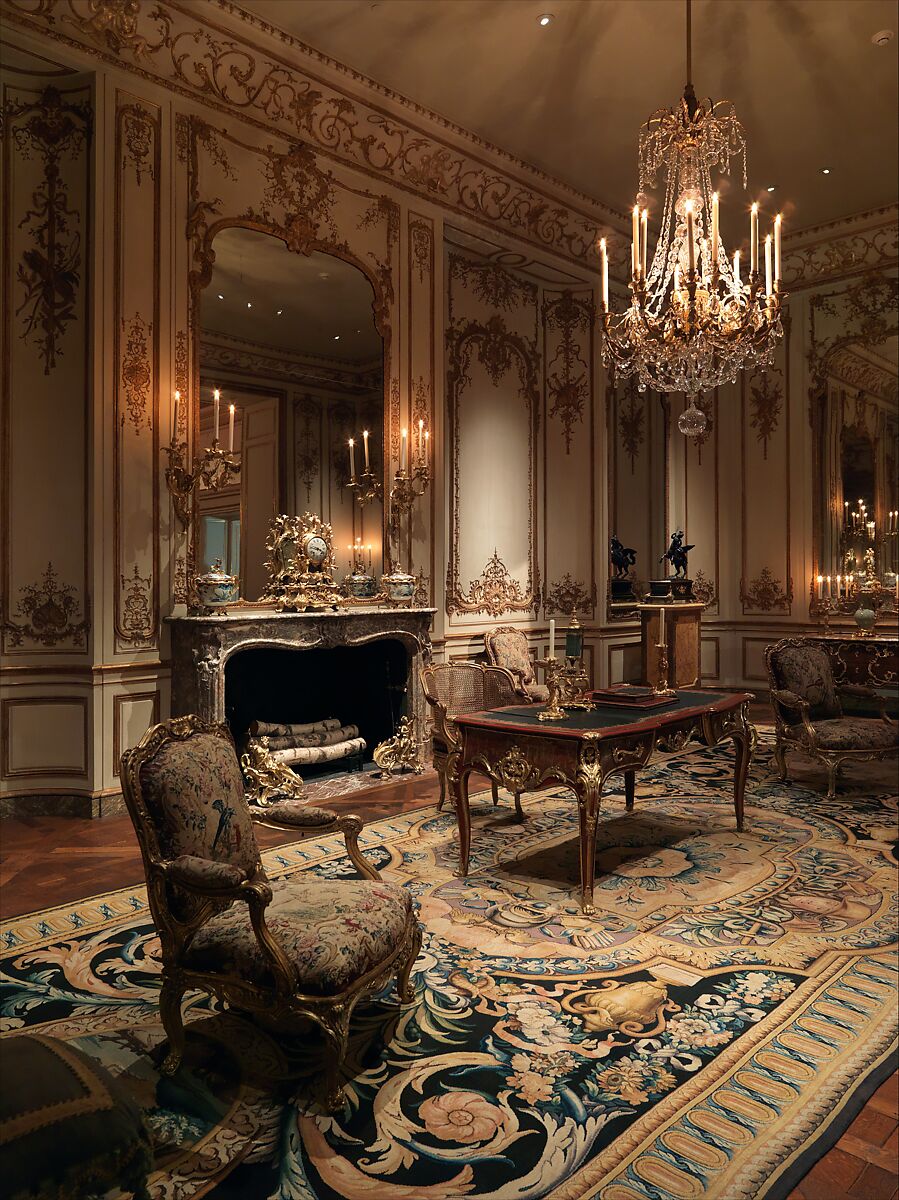 Boiserie from the Hôtel de Varengeville, Carved, painted, and gilded oak, French, Paris