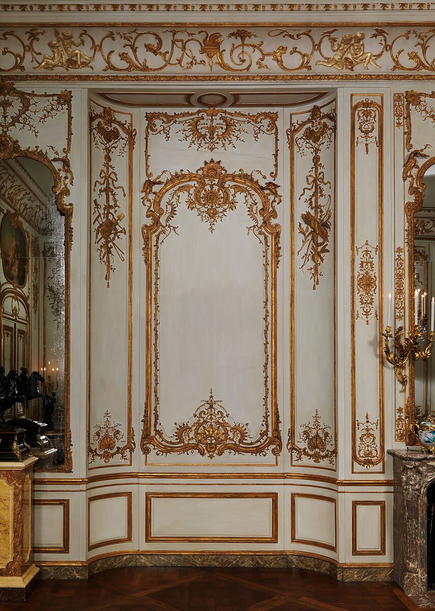 Boiserie from the Hôtel de Varengeville, Carved, painted, and gilded oak, French, Paris
