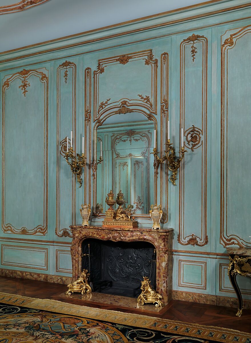Boiserie from the Palais Paar, 30 Wollzeile, Vienna, Austria, Designed by architect Isidor Canevale (1730–1786), Carved, painted, and gilded pine; plaster; gilt bronze; mirror glass; oak flooring, Austrian, Vienna