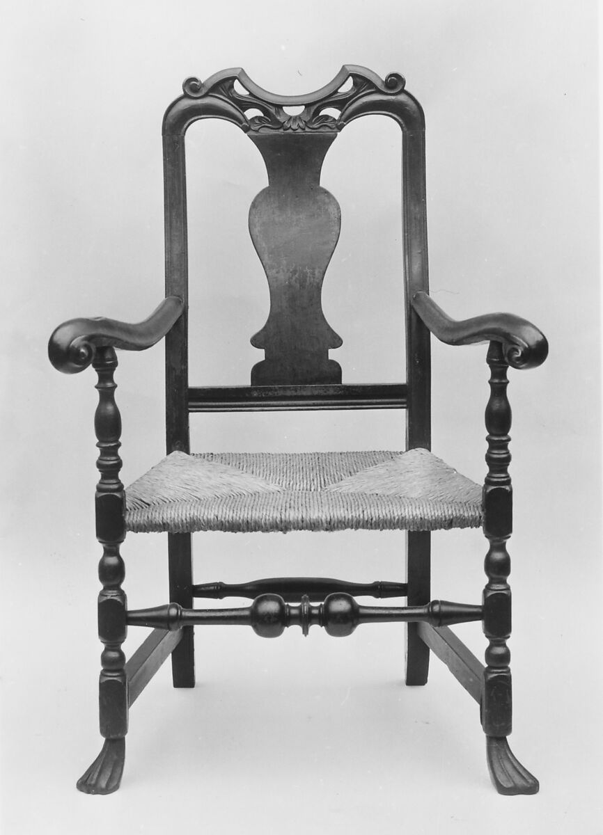 Splat-back armchair, Attributed to the shop of John Gaines III (American, 1704–1743), Soft maple, poplar, ash, American