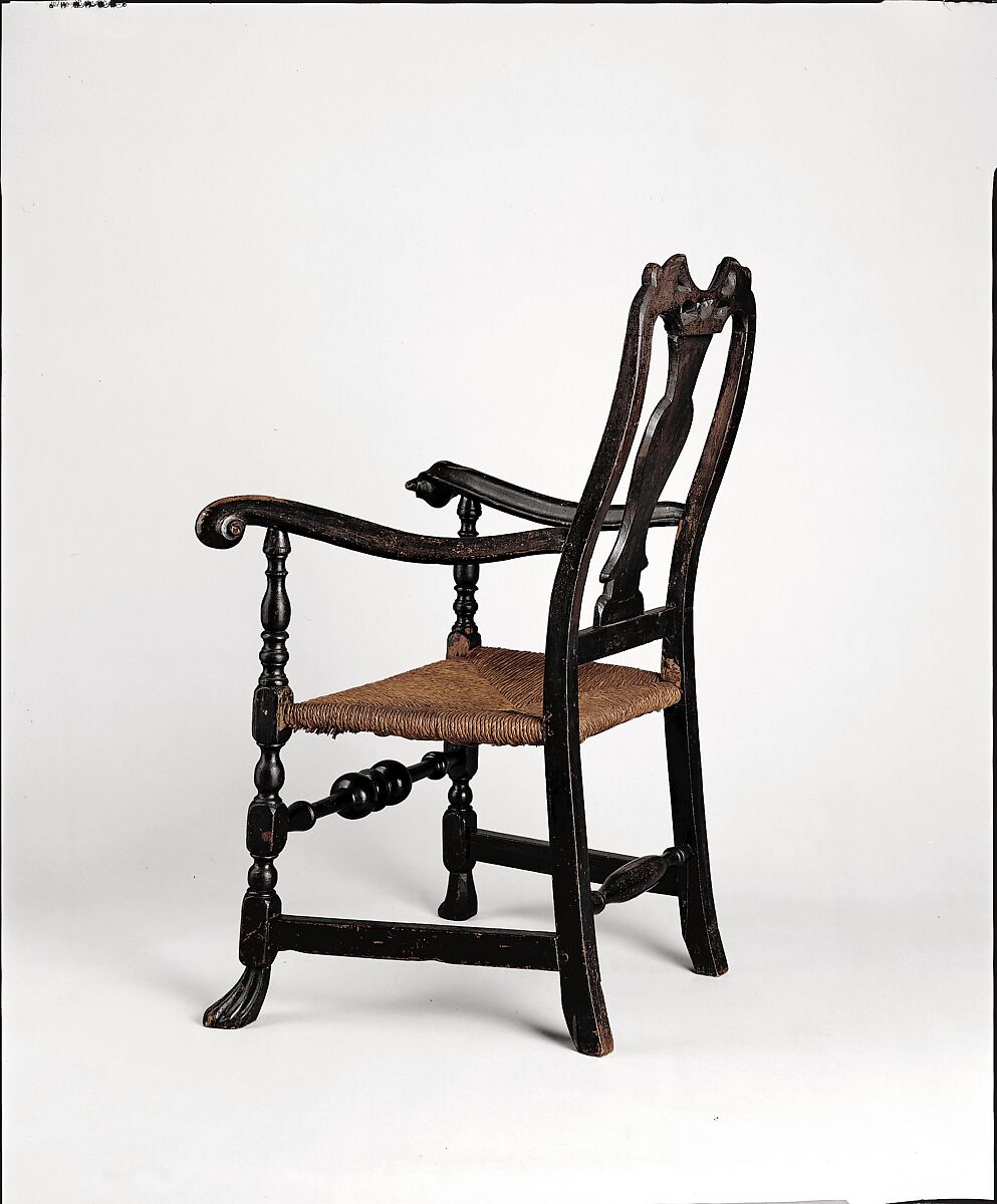 Splat-back armchair, Attributed to the shop of John Gaines III (American, 1704–1743), Soft maple, poplar, ash, American