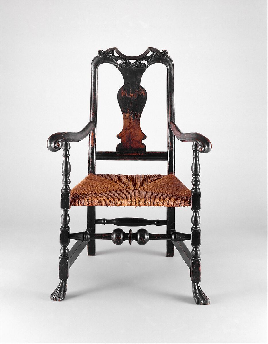 Splat-back armchair, Attributed to the shop of John Gaines III (American, 1704–1743), Soft maple, poplar, ash, American 