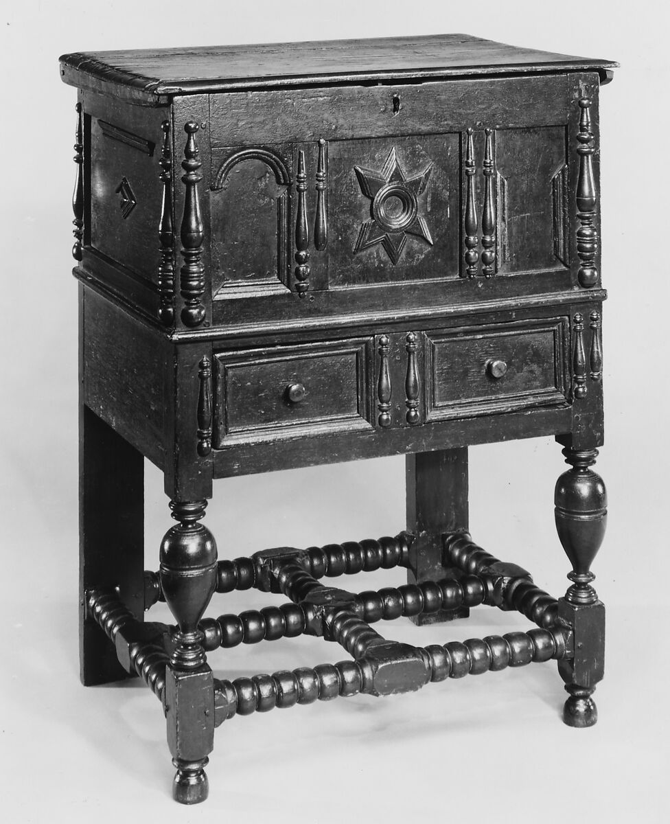 Chest-on-frame, White oak, yellow pine, white pine, poplar, maple, American