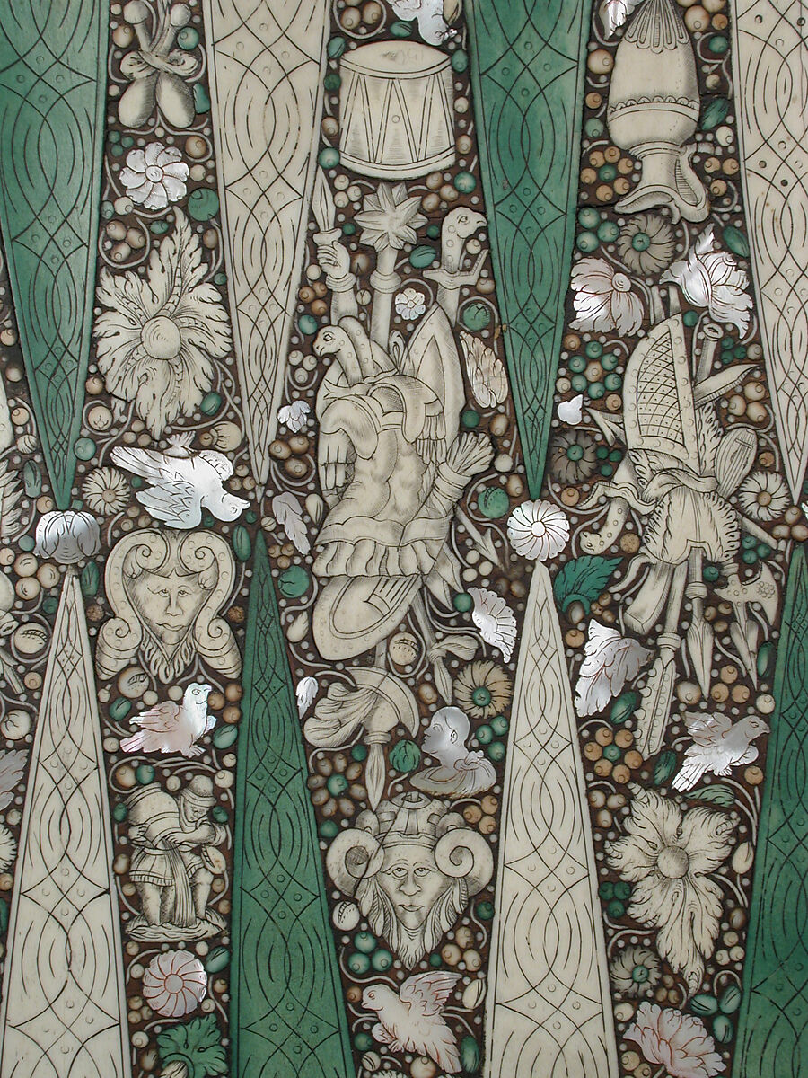 Chess and tric-trac game board, Wood, ivLoutre1!ory, bone, mother-of-pearl, German