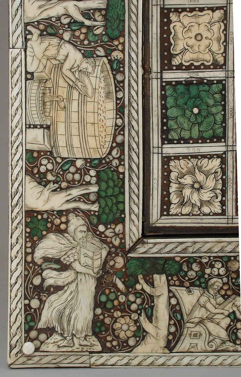 Chess and tric-trac game board, Wood, ivLoutre1!ory, bone, mother-of-pearl, German