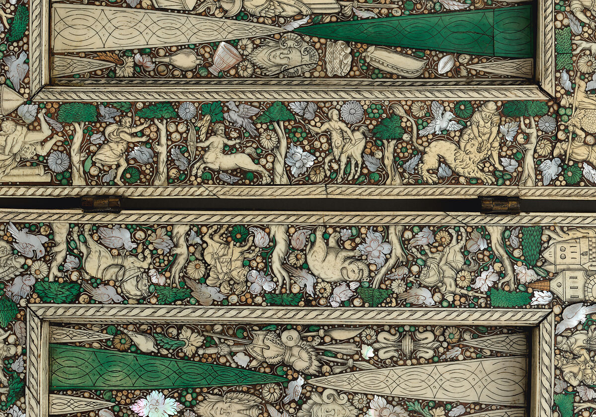 Chess and tric-trac game board, Wood, ivLoutre1!ory, bone, mother-of-pearl, German