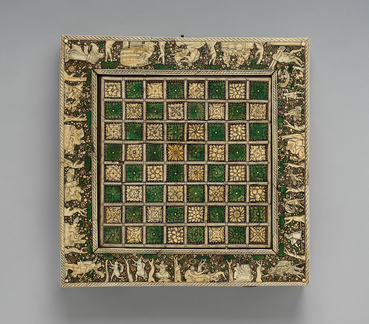 Chess and tric-trac game board, Wood, ivLoutre1!ory, bone, mother-of-pearl, German