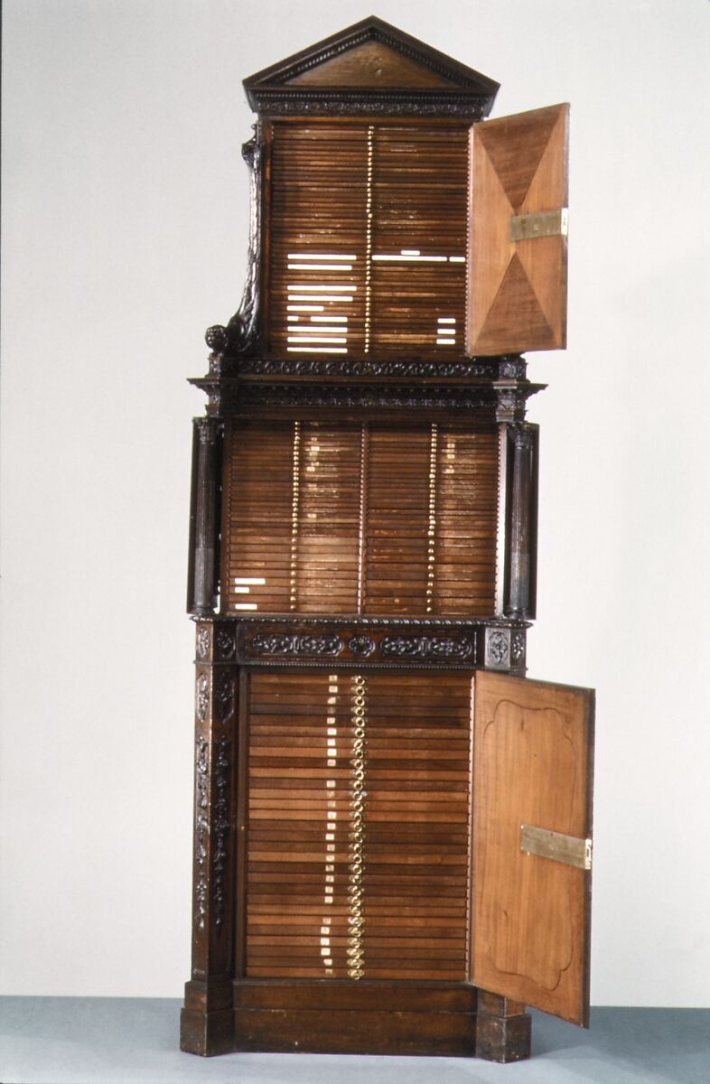 Medal cabinet, Attributed to William Vile (British, Somerset 1715–1767 London), Mahogany with carved and applied decoration, British