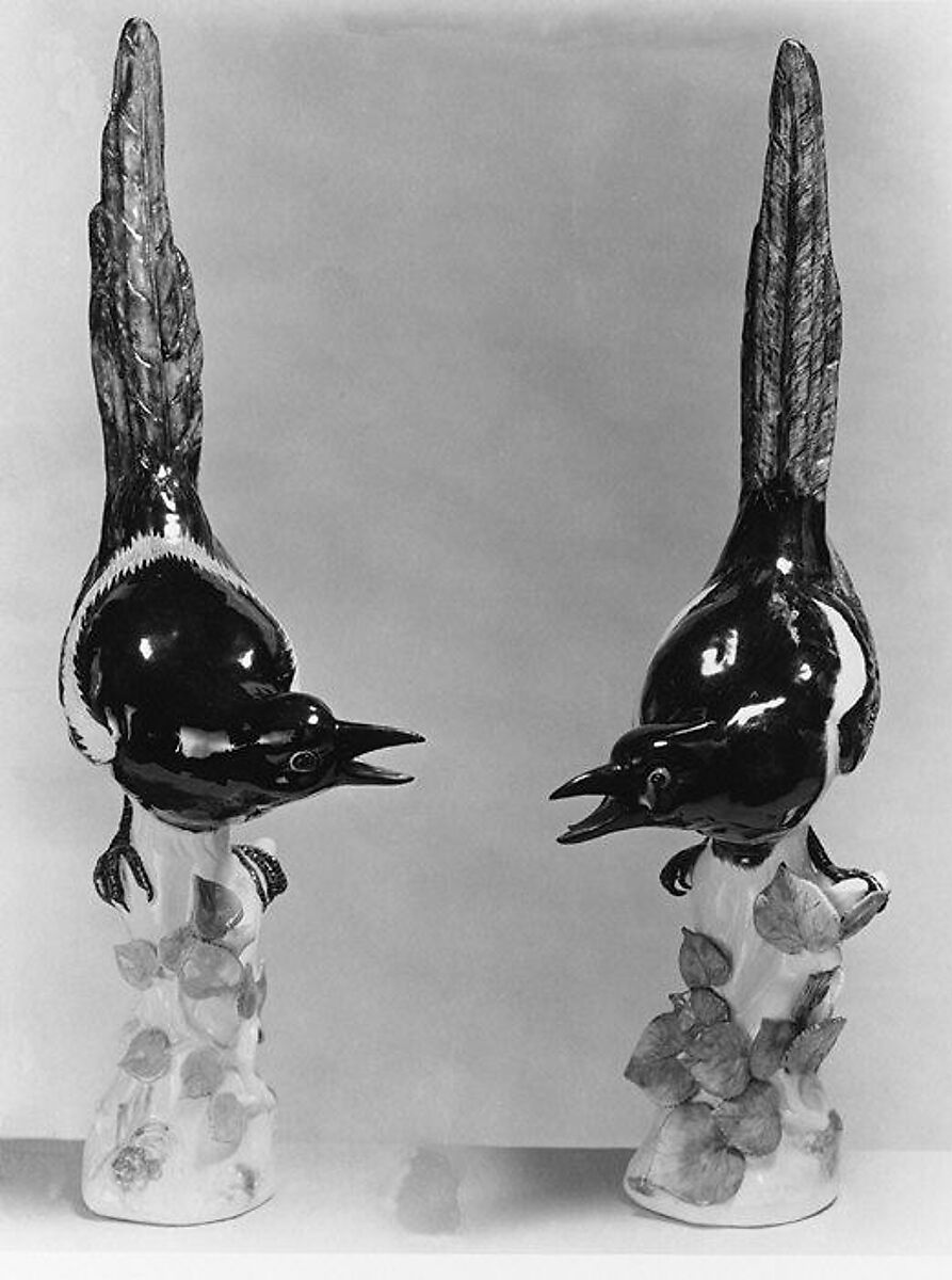 Magpie (one of a pair), Meissen Manufactory (German, 1710–present), Hard-paste porcelain, German, Meissen