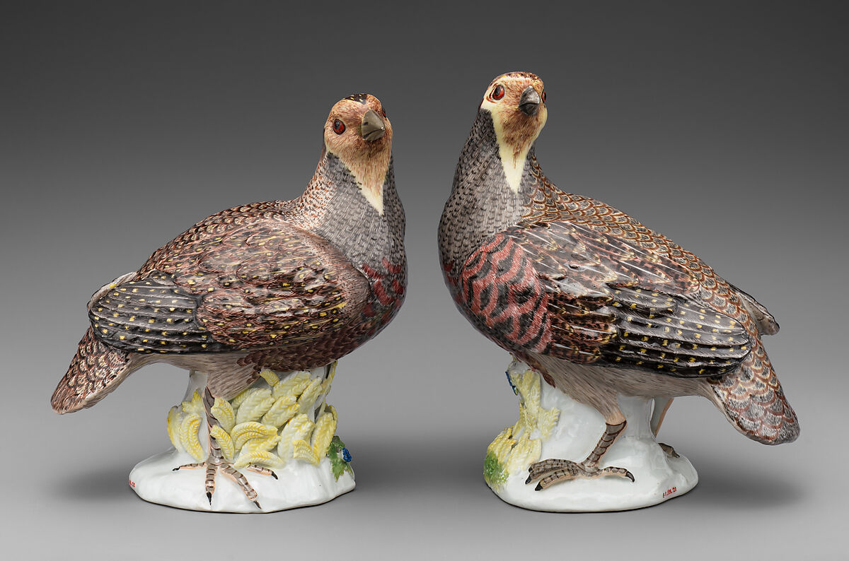 Partridge (one of a pair), Meissen Manufactory (German, 1710–present), Hard-paste porcelain, German, Meissen
