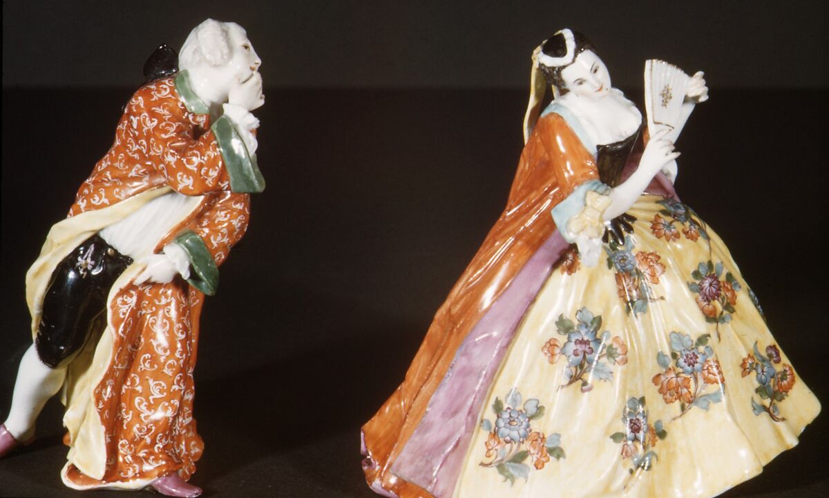 The Thrown Kiss, Johann Joachim Kändler (German, Fischbach 1706–1775 Meissen), Hard-paste porcelain, German, Meissen