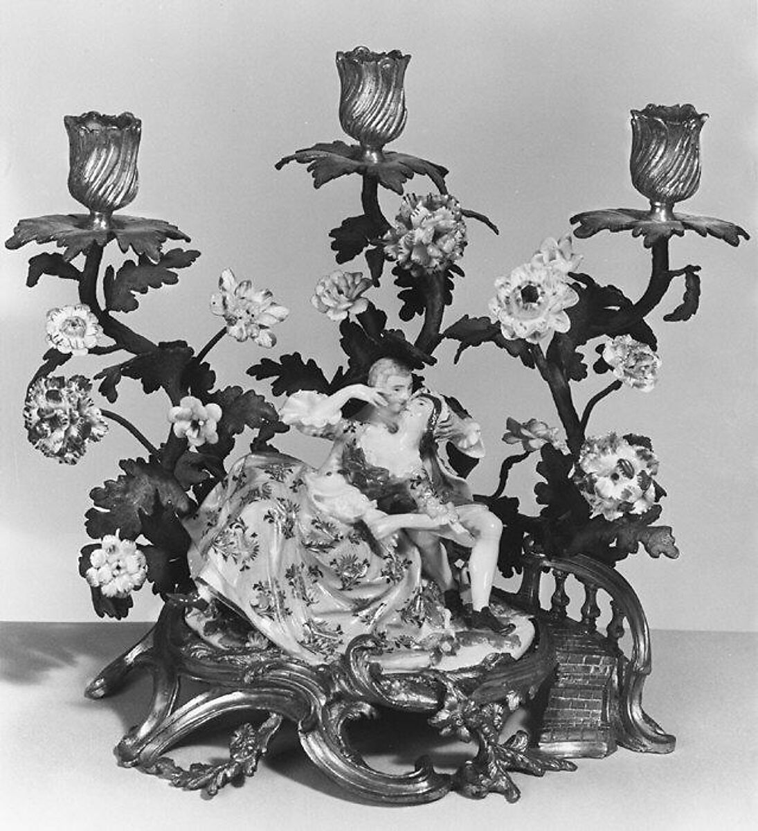 Lovers, Meissen Manufactory (German, 1710–present), Hard-and soft-paste porcelain, gilt-bronze mount, German, Meissen 