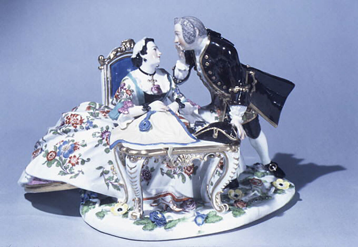 Lovers at a sewing table, Meissen Manufactory (German, 1710–present), Hard-paste porcelain, German, Meissen 