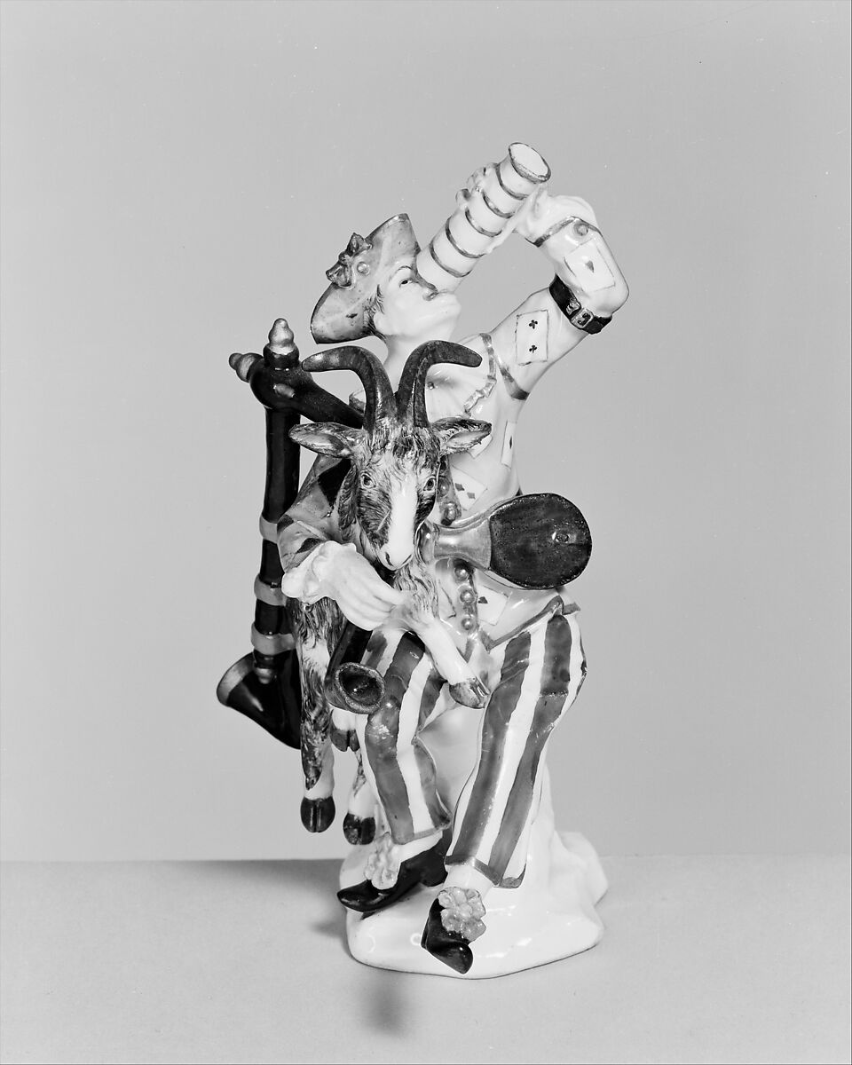 Harlequin with goat, Meissen Manufactory (German, 1710–present), Hard-paste porcelain, German, Meissen 