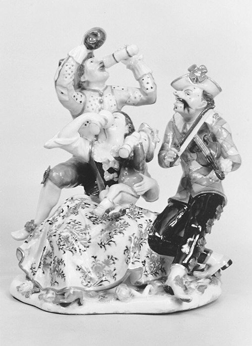 Drinking harlequin family, Meissen Manufactory (German, 1710–present), Hard-paste porcelain, German, Meissen 