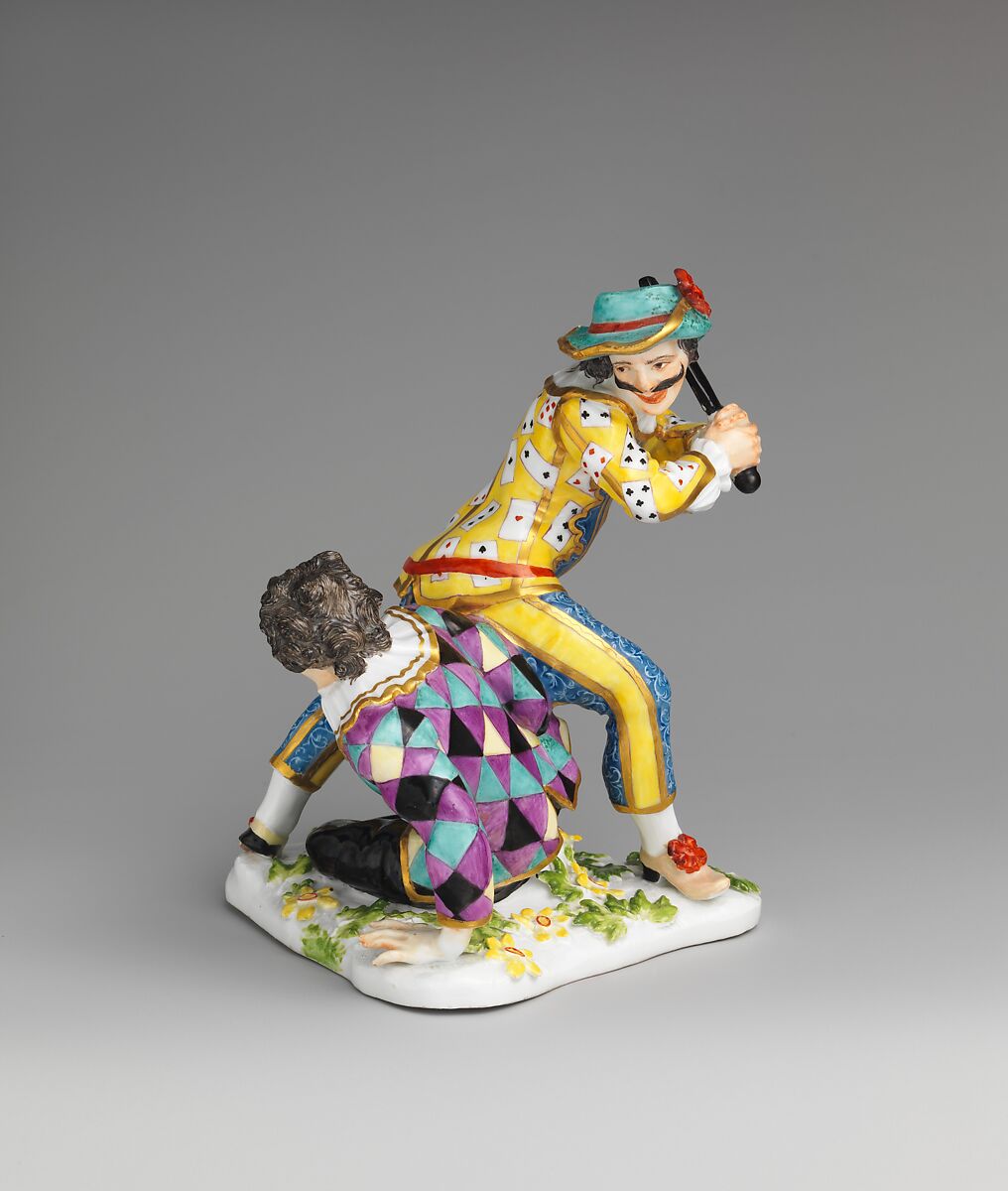 Fighting Harlequins, Meissen Manufactory (German, 1710–present), Hard-paste porcelain, German, Meissen 