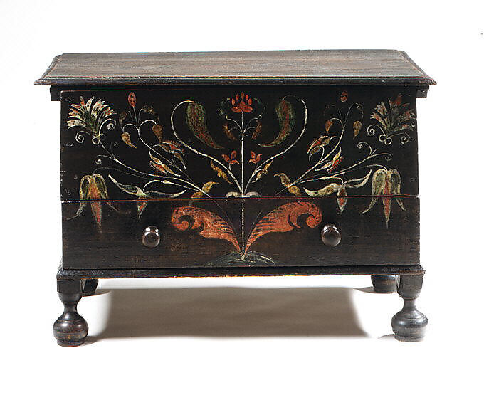 Chest with drawer, Painted yellow poplar, yellow pine, birch, American