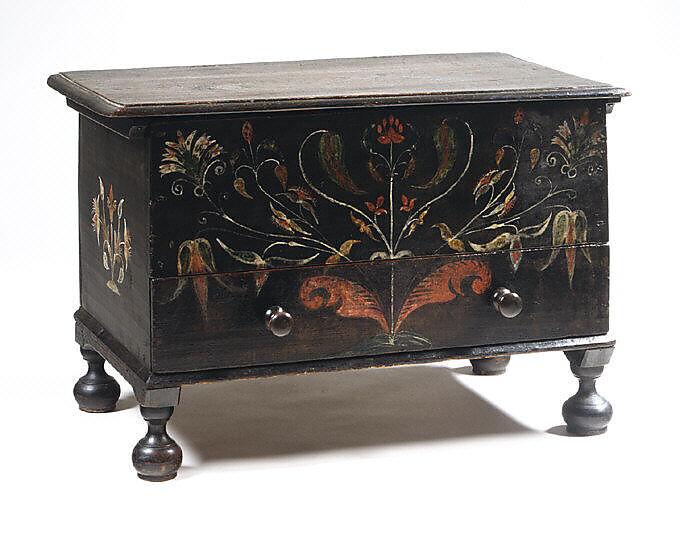 Chest with drawer, Painted yellow poplar, yellow pine, birch, American