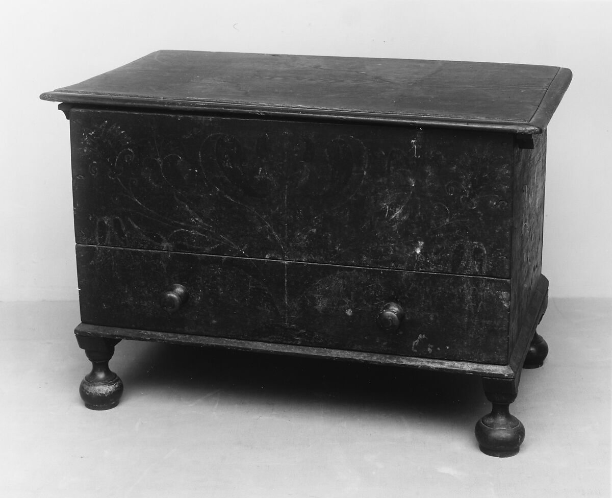 Chest with drawer, Painted yellow poplar, yellow pine, birch, American