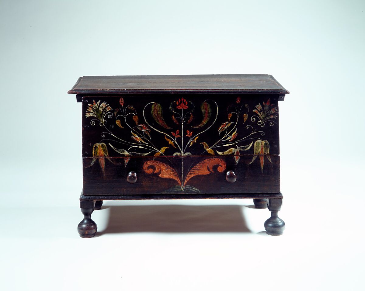 Chest with drawer, Painted yellow poplar, yellow pine, birch, American