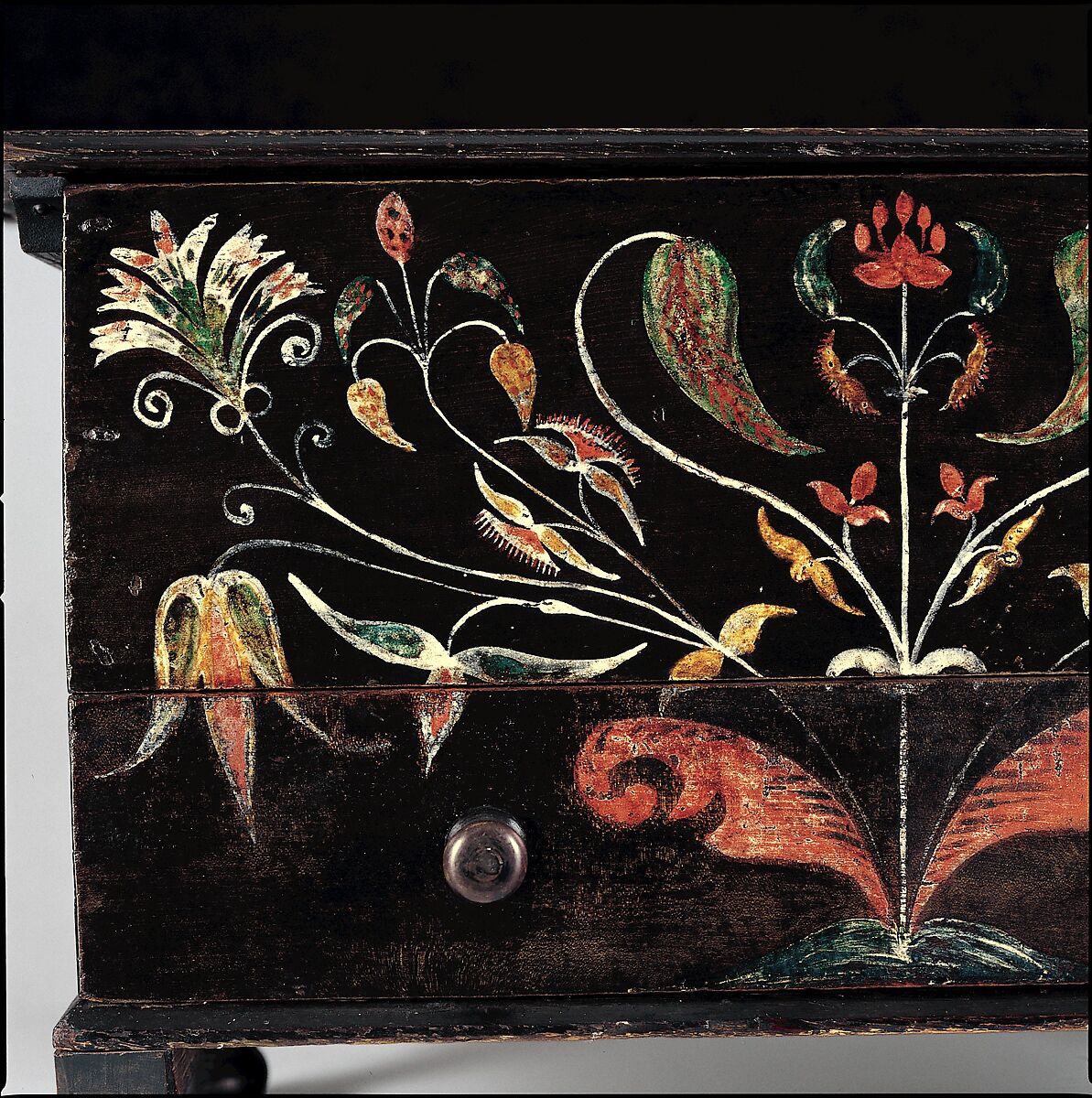 Chest with drawer, Painted yellow poplar, yellow pine, birch, American