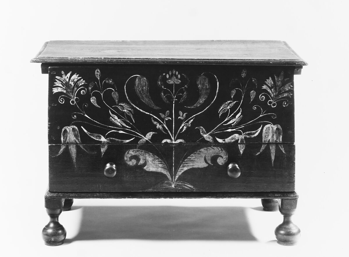 Chest with drawer, Painted yellow poplar, yellow pine, birch, American