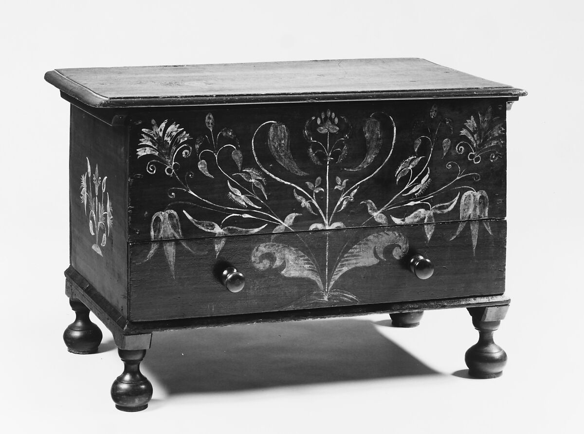 Chest with drawer, Painted yellow poplar, yellow pine, birch, American