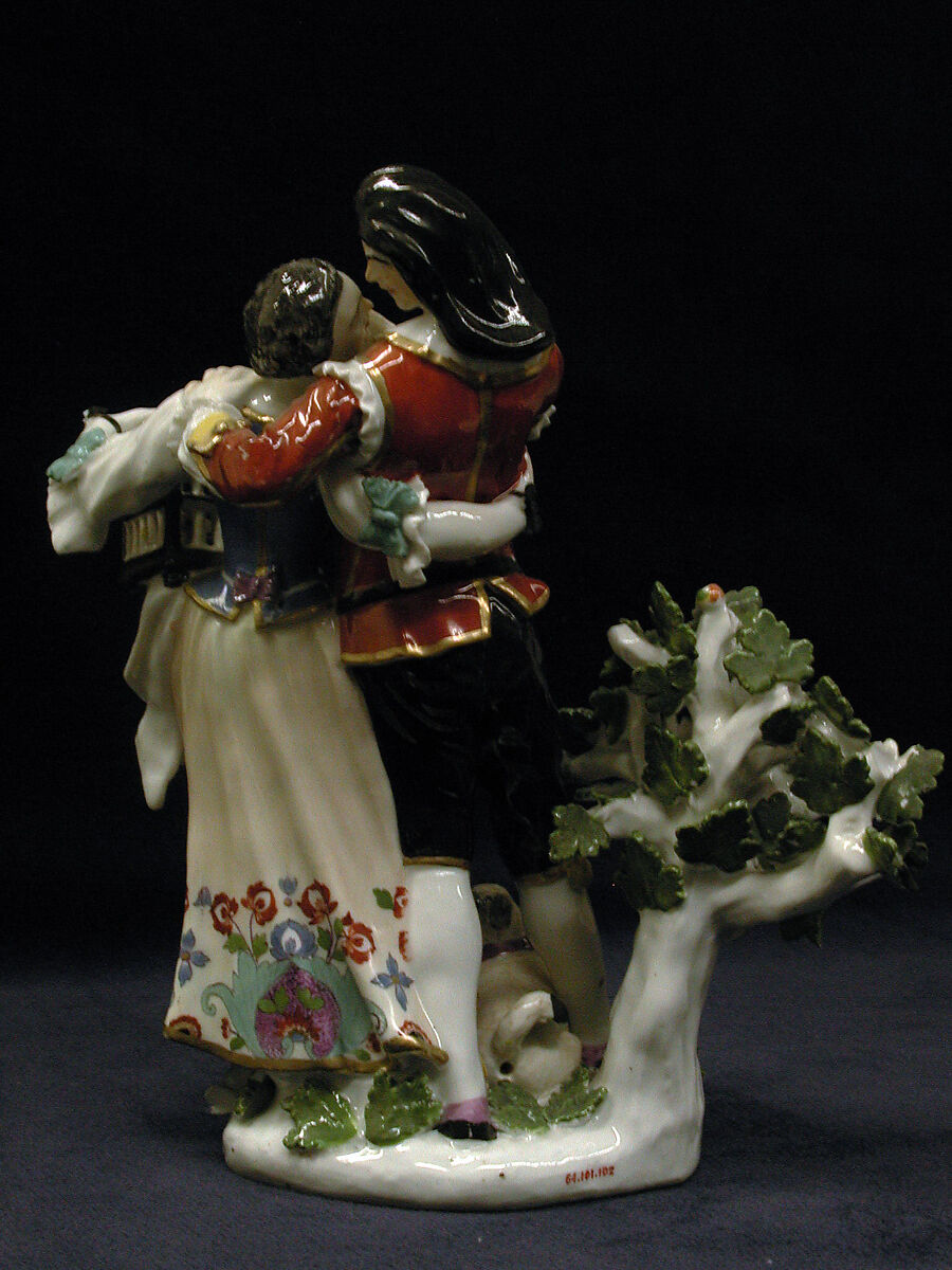 Scaramouche and Columbine embracing, Meissen Manufactory (German, 1710–present), Hard-paste porcelain, German, Meissen