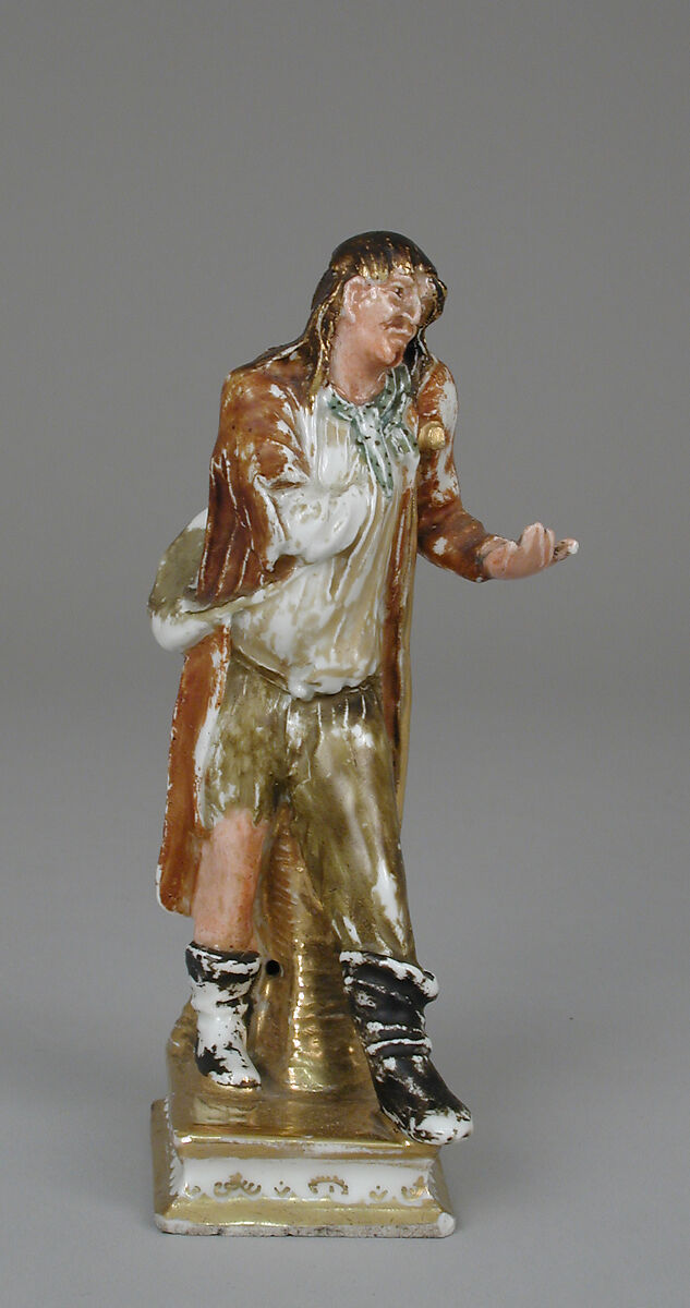 Beggar, Meissen Manufactory (German, 1710–present), Hard-paste porcelain; cold painted; silver-gilt, German, Meissen 