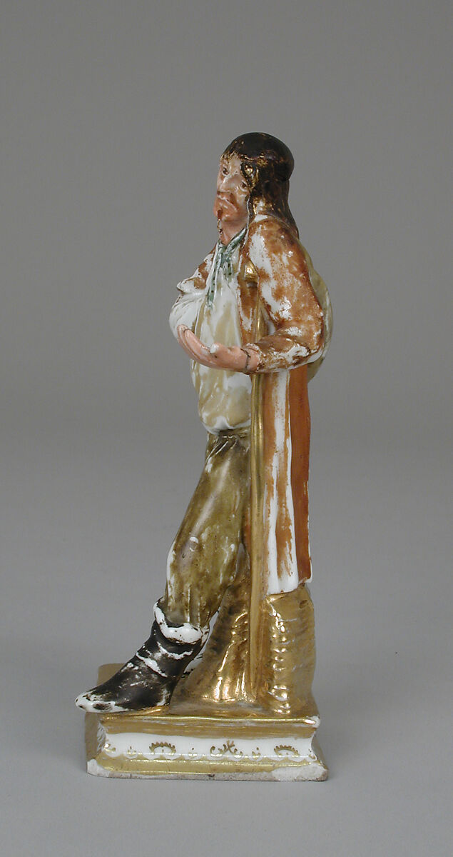 Beggar, Meissen Manufactory (German, 1710–present), Hard-paste porcelain; cold painted; silver-gilt, German, Meissen