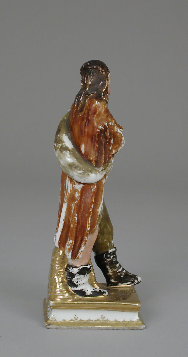 Beggar, Meissen Manufactory (German, 1710–present), Hard-paste porcelain; cold painted; silver-gilt, German, Meissen