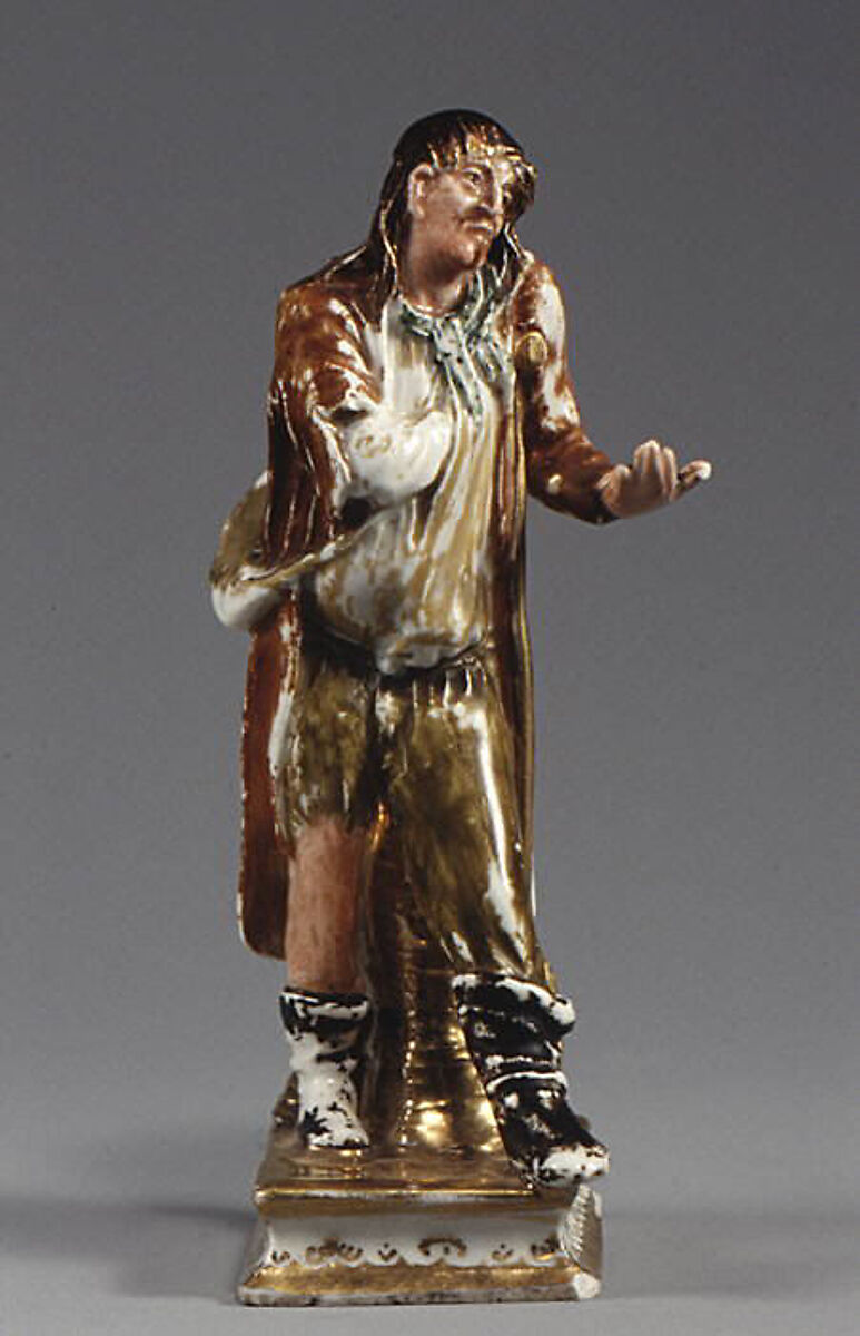 Beggar, Meissen Manufactory (German, 1710–present), Hard-paste porcelain; cold painted; silver-gilt, German, Meissen