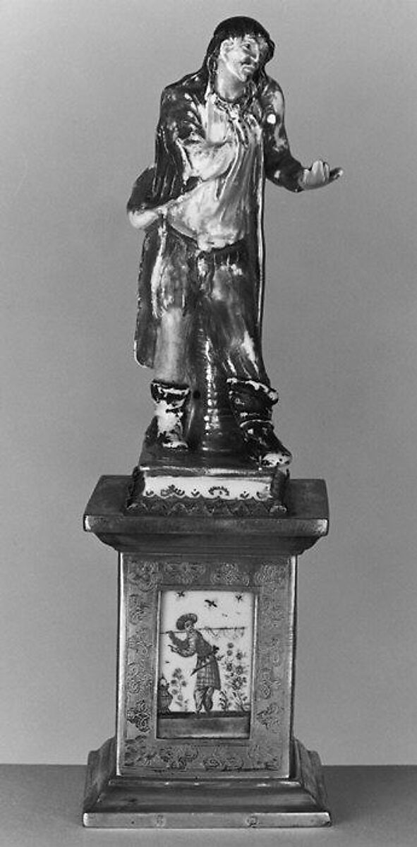 Beggar, Meissen Manufactory (German, 1710–present), Hard-paste porcelain; cold painted; silver-gilt, German, Meissen