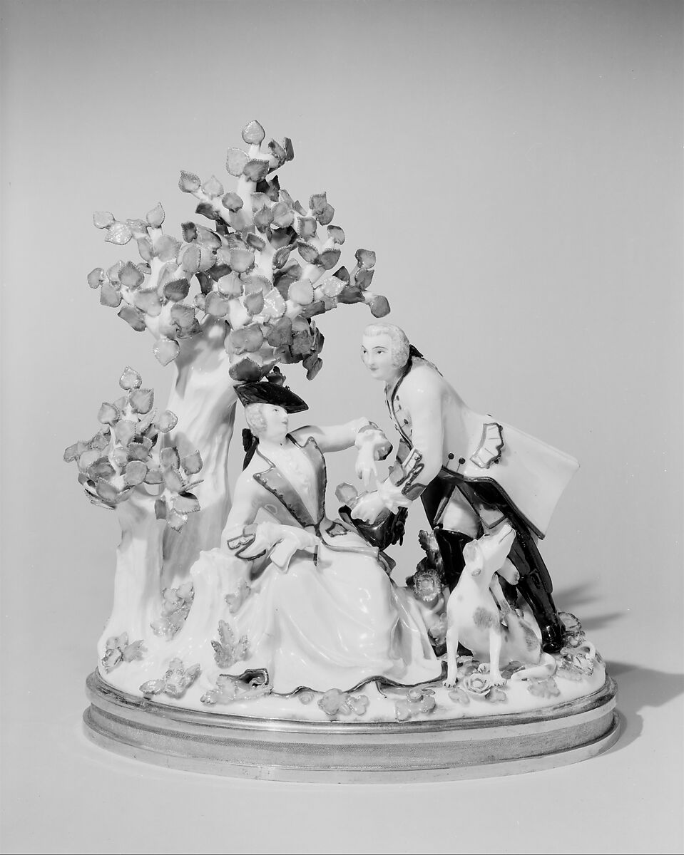 Hunters, Meissen Manufactory (German, 1710–present), Hard-paste porcelain, gilt-bronze mount, German, Meissen 