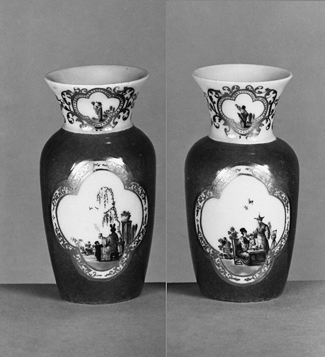 Pair of miniature vases, Meissen Manufactory (German, 1710–present), Hard-paste porcelain, German, Meissen 