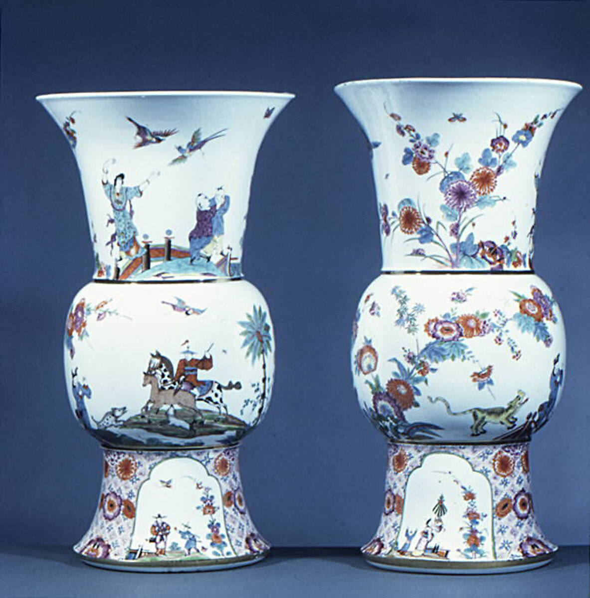 Vase (one of a pair), Meissen Manufactory (German, 1710–present), Hard-paste porcelain decorated in polychrome enamels, gold, German, Meissen