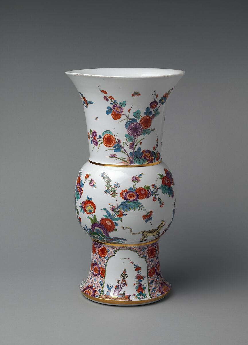 Vase (one of a pair), Meissen Manufactory (German, 1710–present), Hard-paste porcelain decorated in polychrome enamels, gold, German, Meissen
