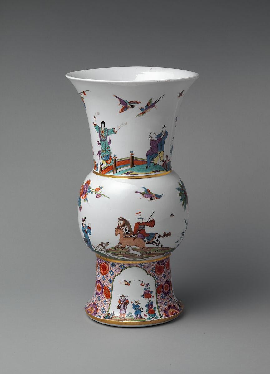 Vase (one of a pair), Meissen Manufactory  German, Hard-paste porcelain decorated in polychrome enamels, gold, German, Meissen