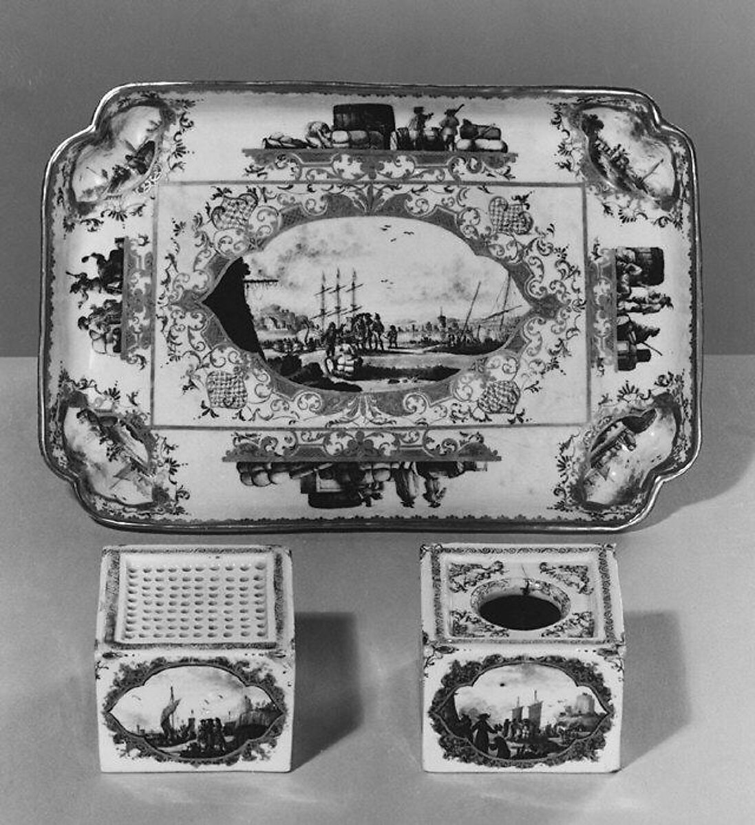 Tray (part of an inkstand), Meissen Manufactory (German, 1710–present), Hard-paste porcelain, German, Meissen 
