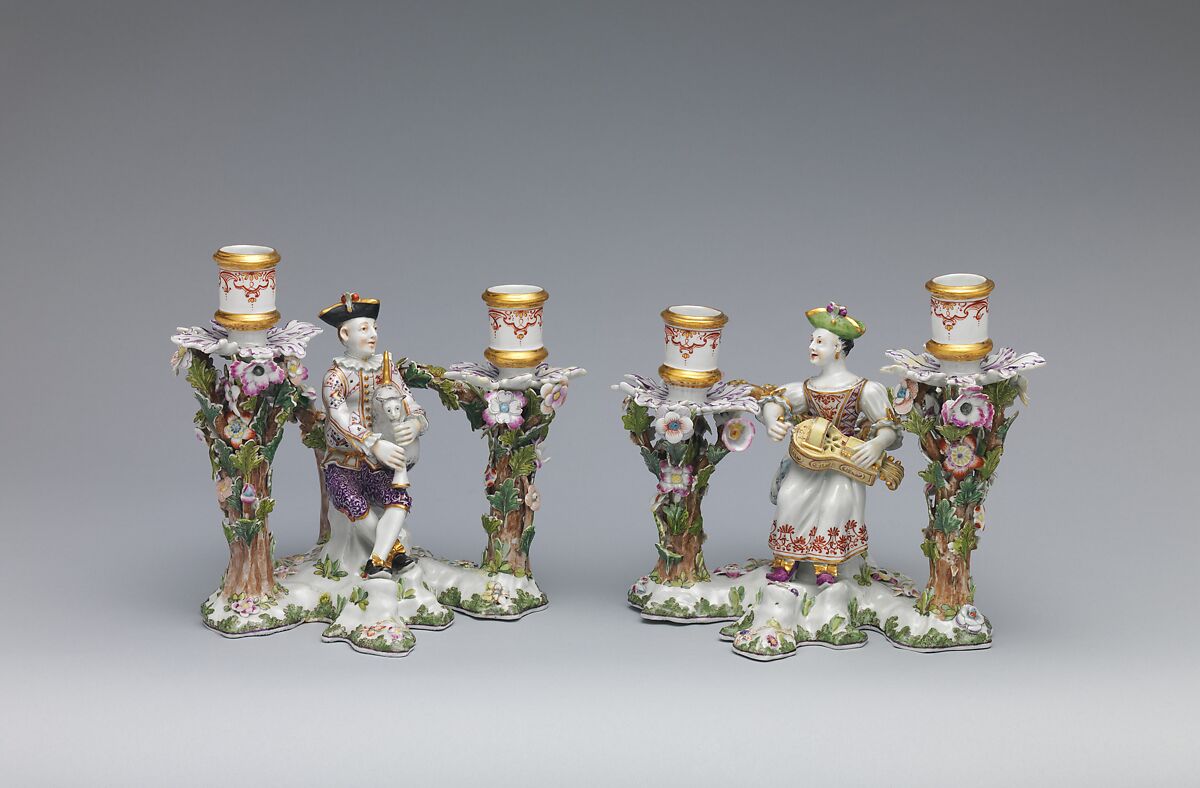 Candelabrum (one of a pair), Vienna, Hard-paste porcelain, Austrian, Vienna 