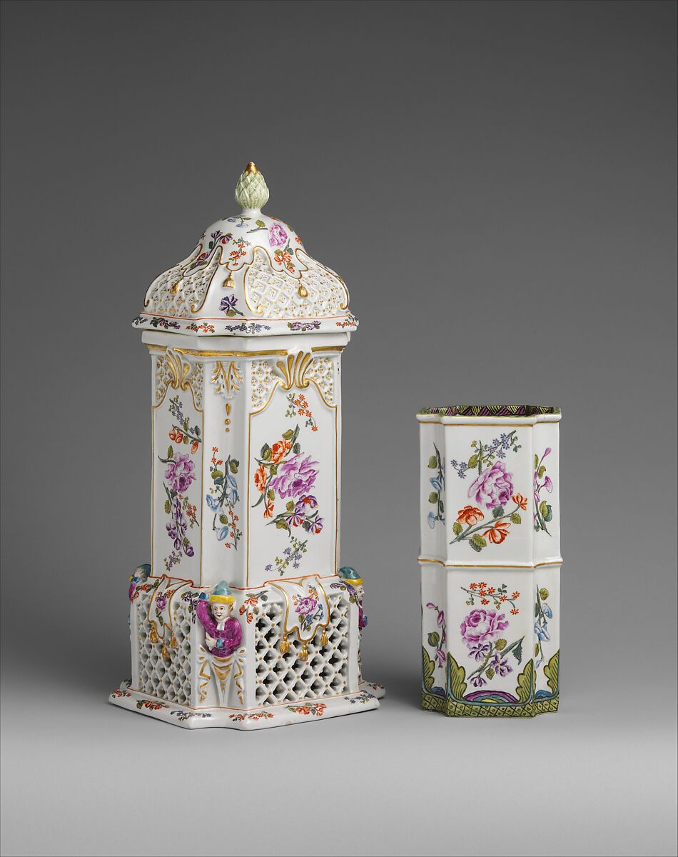 Food warmer with insert, Vienna, Hard-paste porcelain decoated in polychrome enamels, gold, Austrian, Vienna 