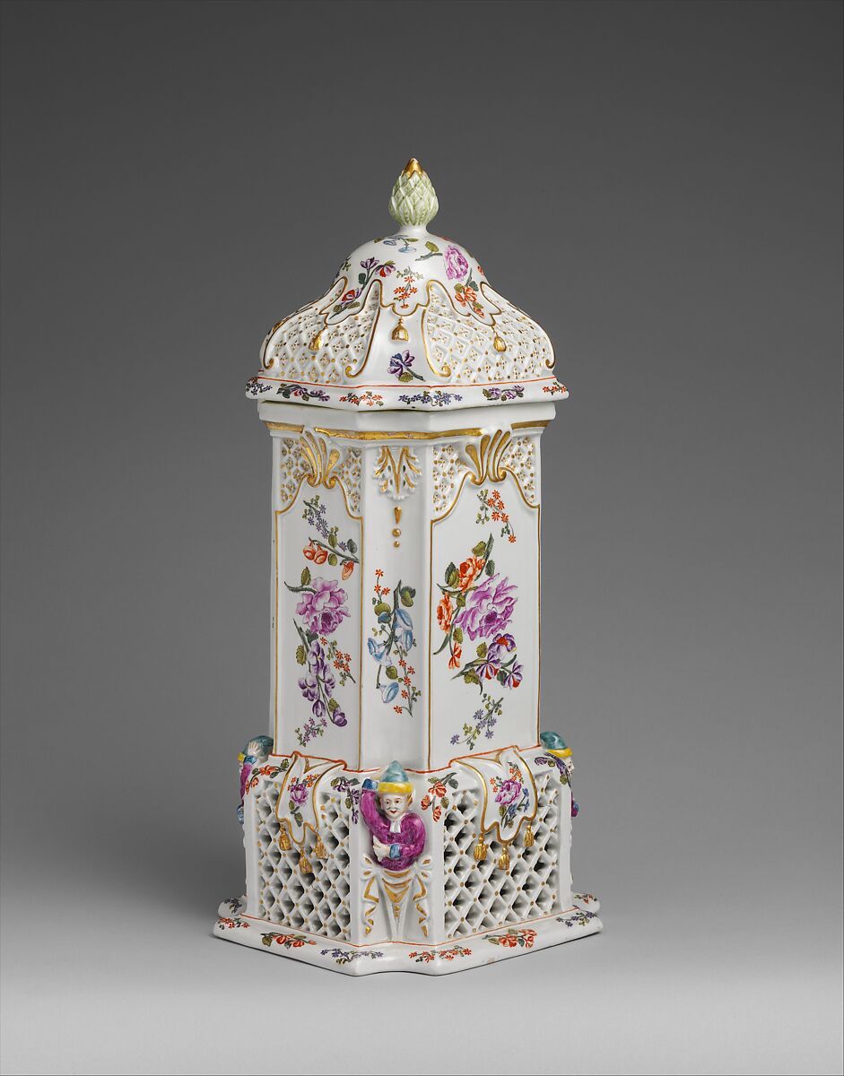 Food warmer with insert, Vienna, Hard-paste porcelain decoated in polychrome enamels, gold, Austrian, Vienna