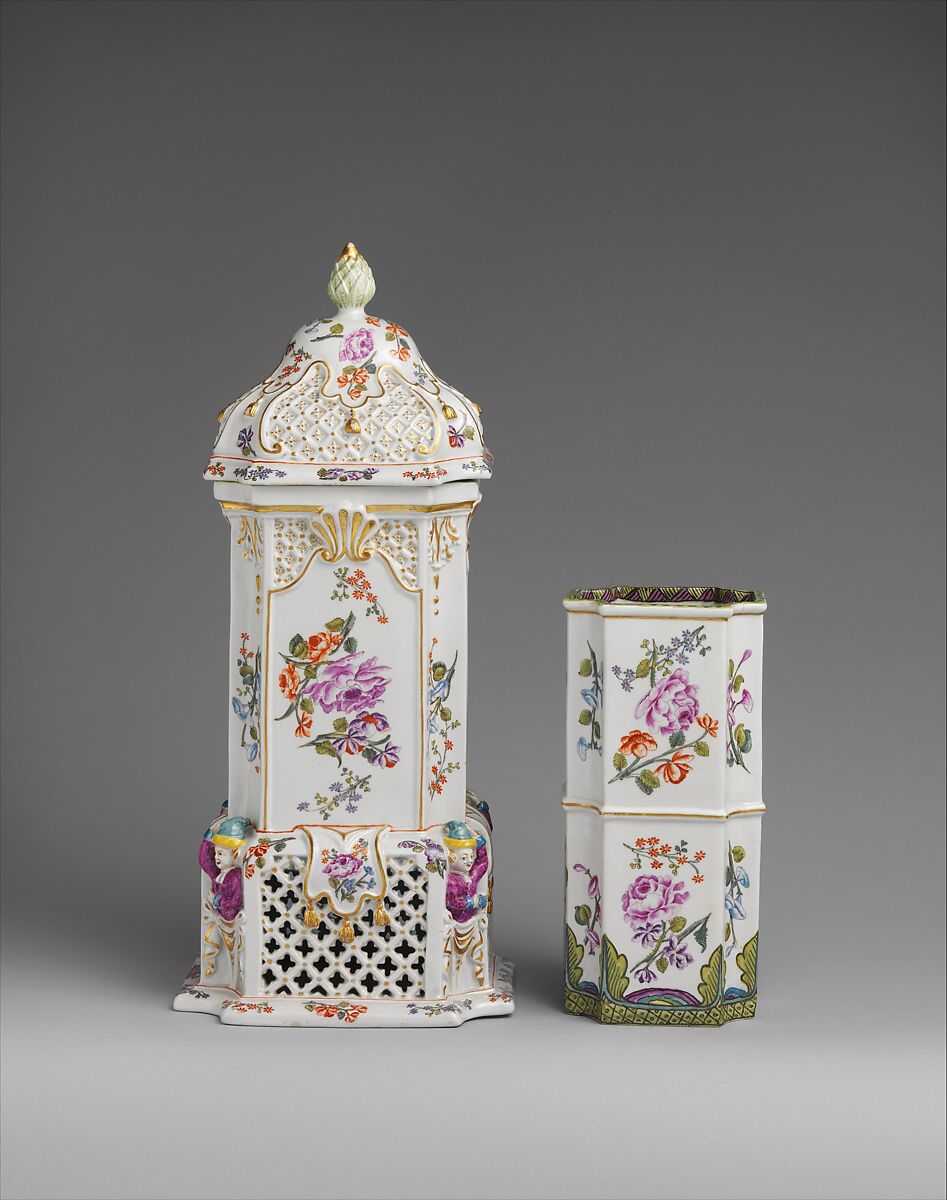 Food warmer with insert, Vienna, Hard-paste porcelain decoated in polychrome enamels, gold, Austrian, Vienna