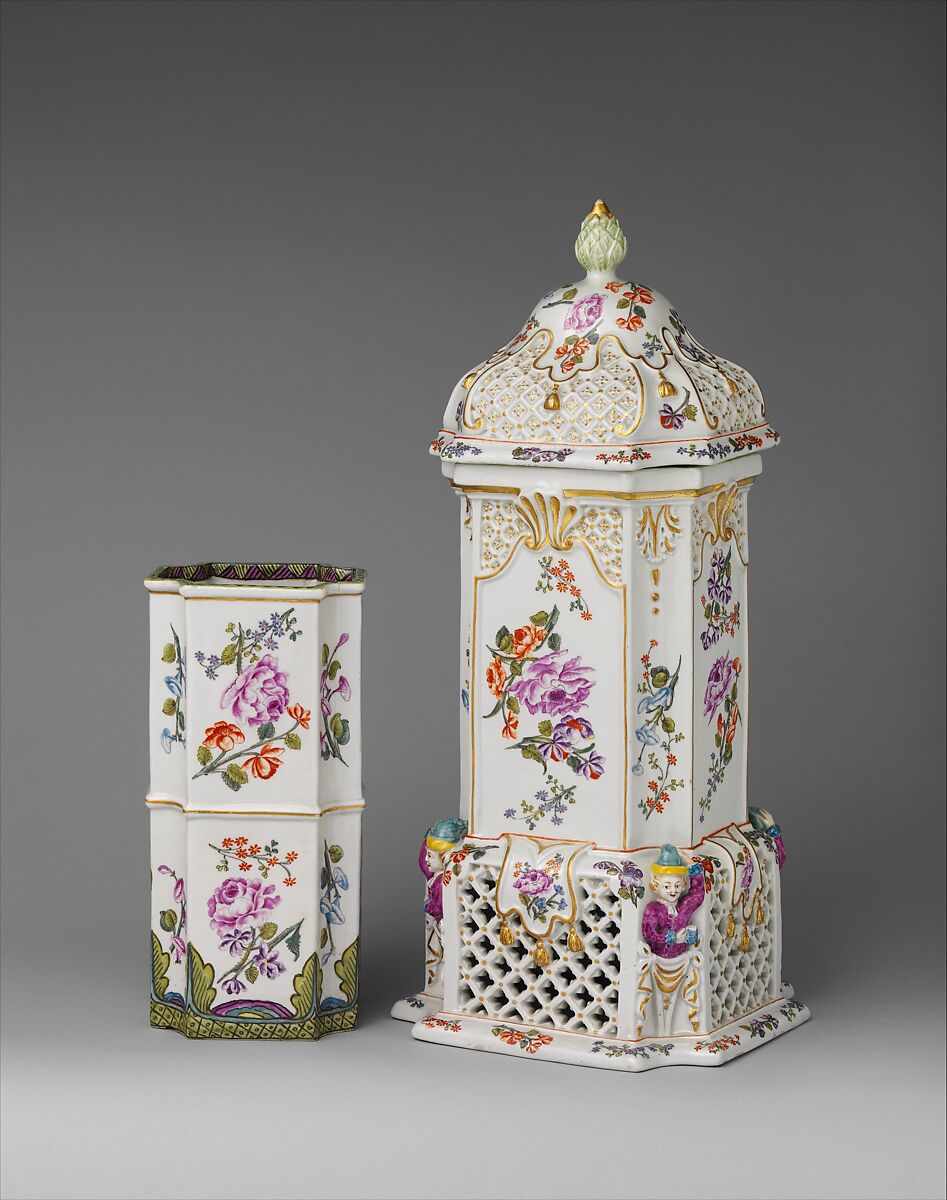 Food warmer with insert, Vienna, Hard-paste porcelain decoated in polychrome enamels, gold, Austrian, Vienna