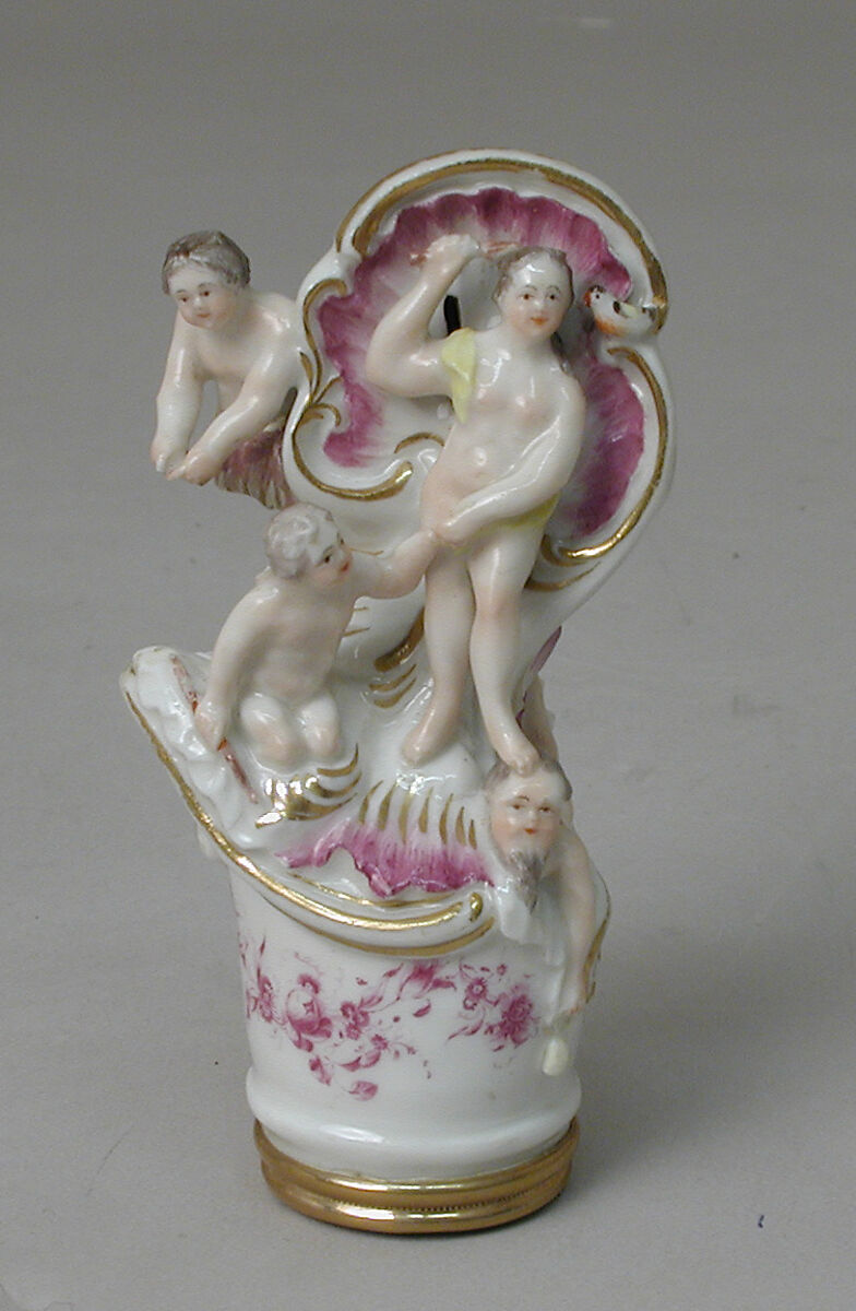Cane handle, Höchst Manufactory (German, 1746–1796), Hard-paste porcelain, gold, German, Höchst 
