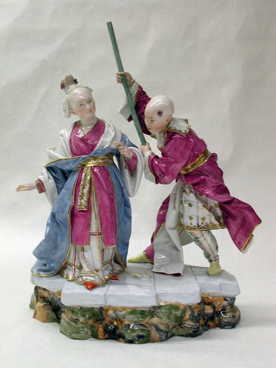 Chinese woman and servant, Höchst Manufactory (German, 1746–1796), Hard-paste porcelain, German, Höchst 