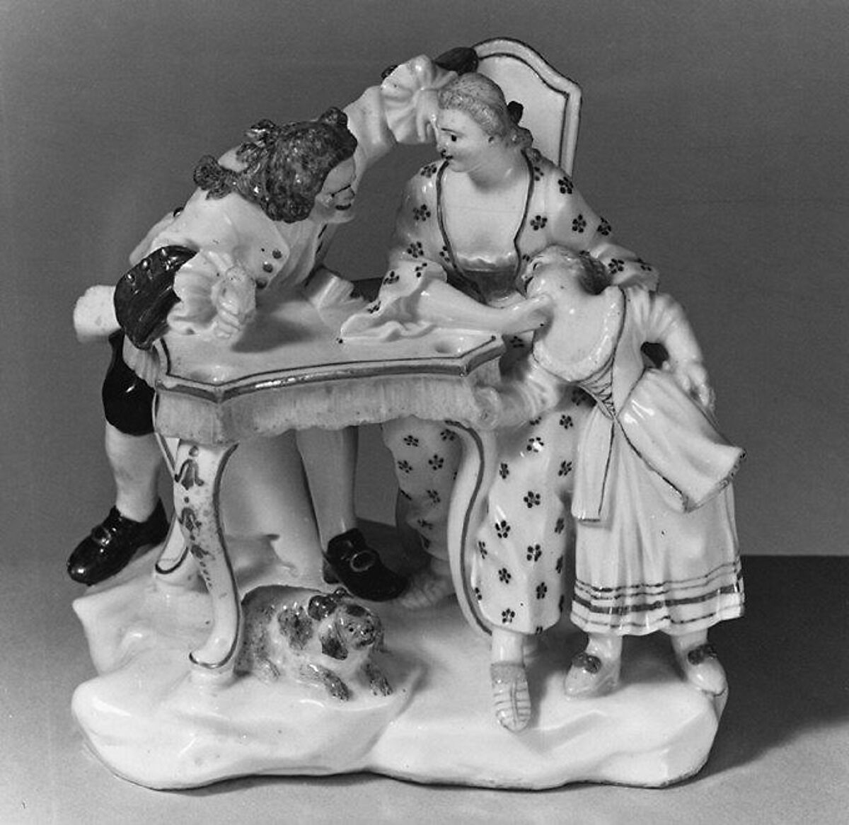 Man and woman at a card table, Capodimonte Porcelain Manufactory (Italian, 1740/43–1759), Soft-paste porcelain, Italian, Naples
